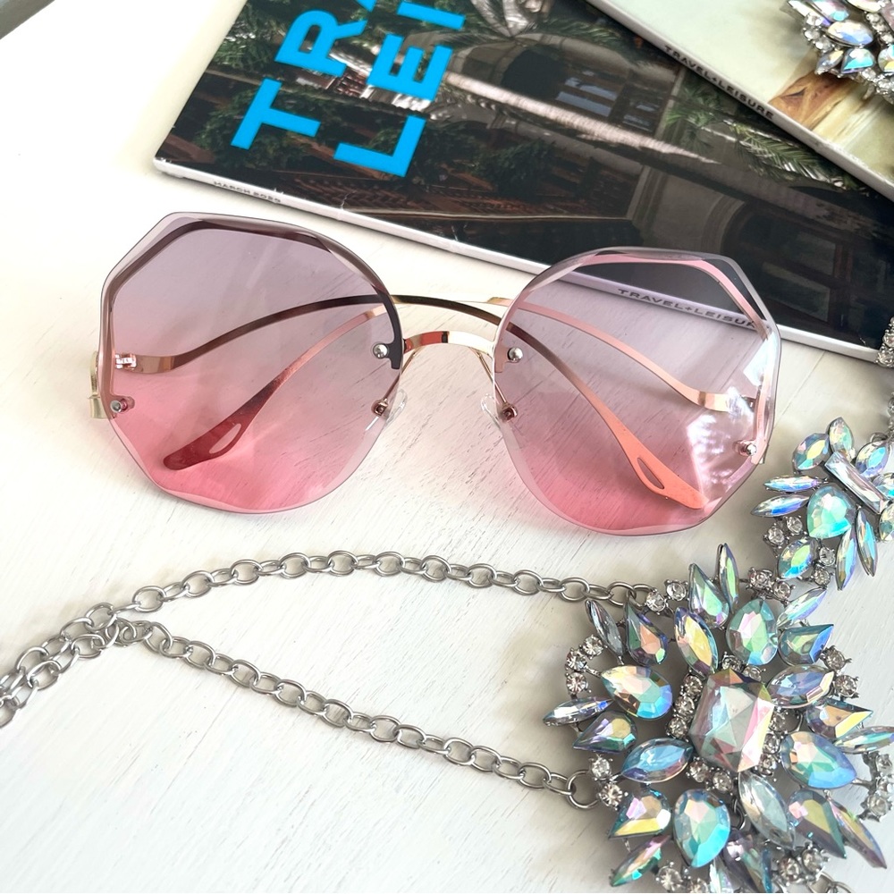 Geo Octagon Rose Metal Frame Sunnies Sunglasses